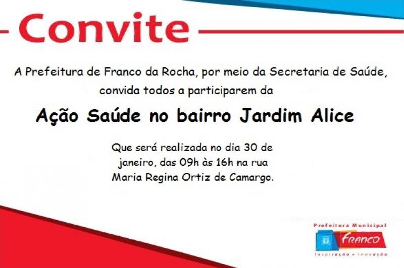 Secretaria de Saúde promoverá ação no bairro Jardim Alice Secretaria de Saúde promoverá ação no bairro Jardim Alice